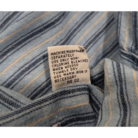 Vintage 90s Blouse Blue Stripe Cotton Oversize Top Shirt Misses Size M - Picture 7 of 7